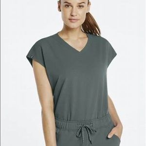 Womens Jaanuu Olive Green Scrub Set Large